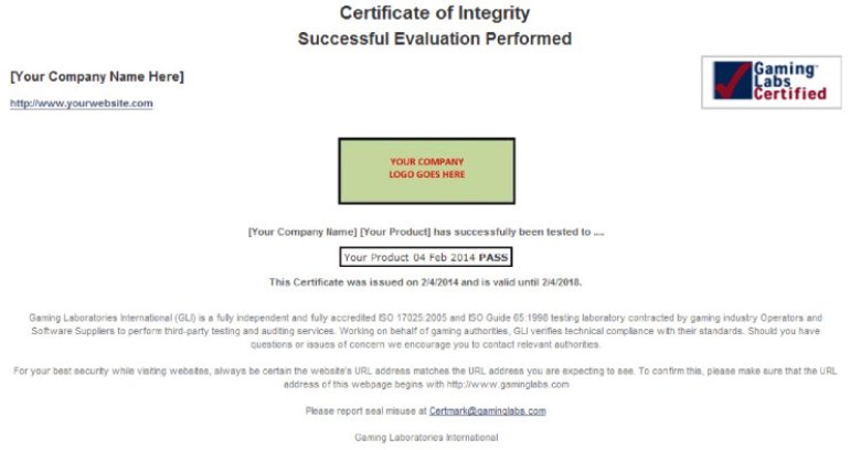 Laboratori di gioco internazionali casino certificate